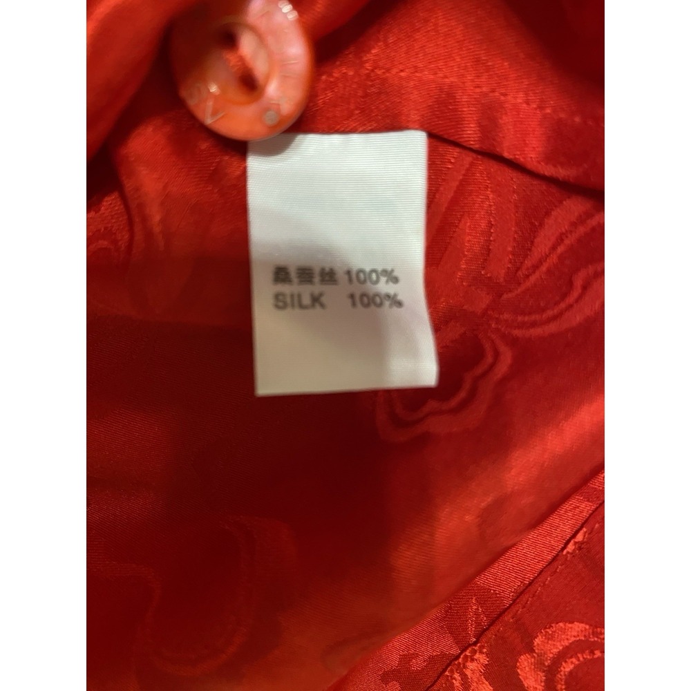 ⁠ASILK 100% Silk Pajamas Set Women M Red Jacquard Brocade Loungewear NWT - Picture 7 of 11